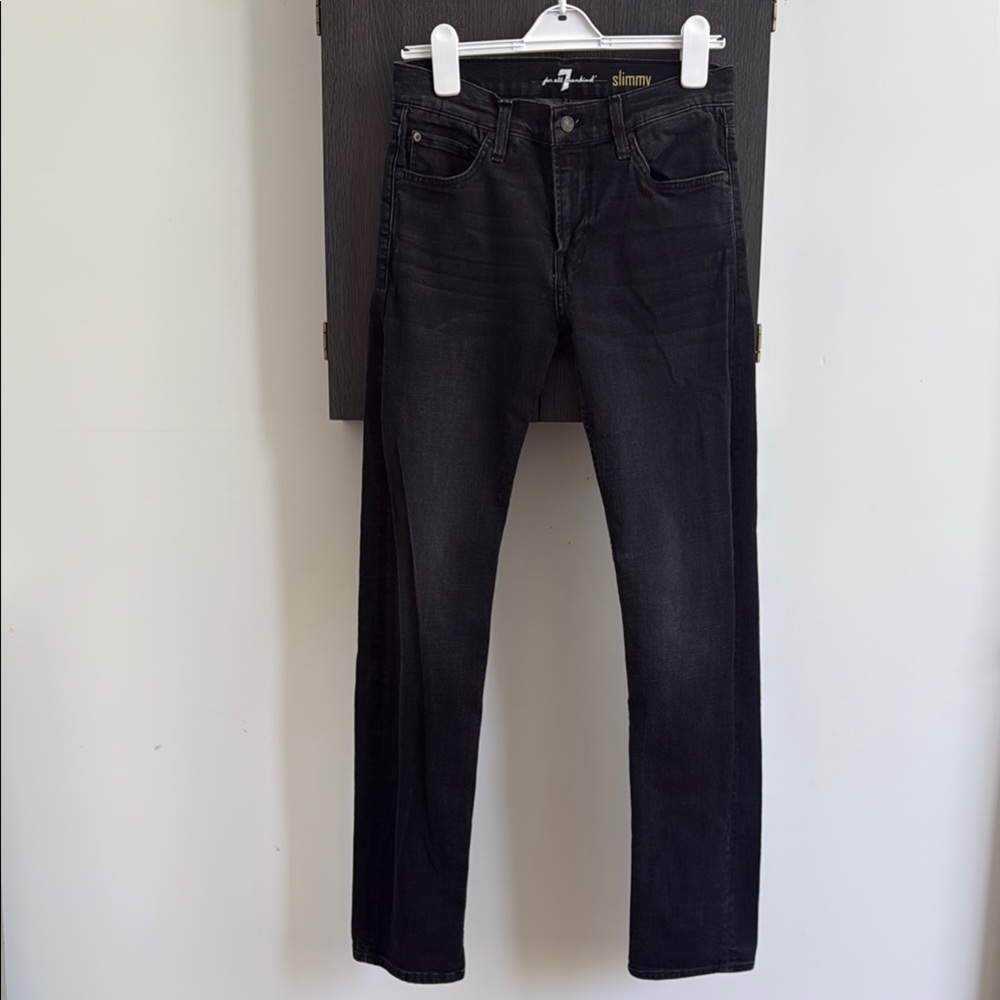 7 For All Mankind Black Slim Jeans Sleek Fit